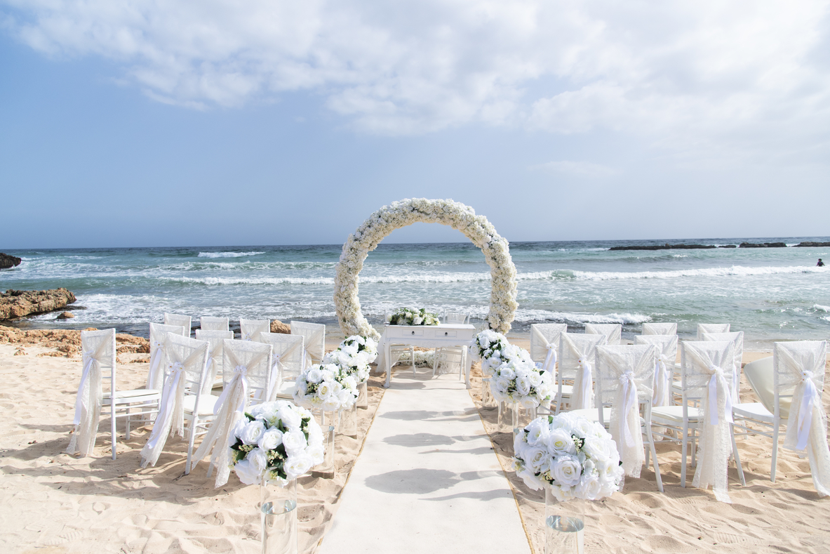 Book your wedding day in Agia Thekla Beach & Rock Venue 